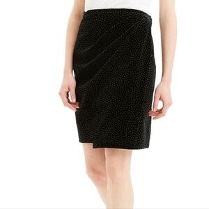 THEORY Dot  Velvet Pleated Wrap Skirt Size 8 NWT